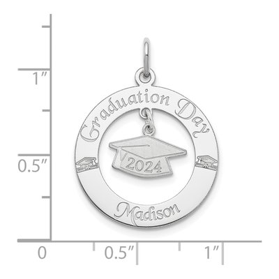 Sterling Silver Personalized Graduation Charm – view 3