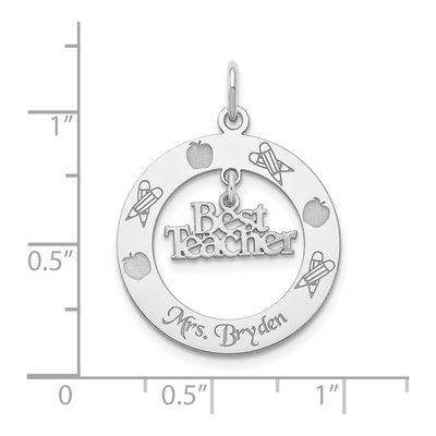 Sterling Silver Personalized Best Teacher Charm – view 3