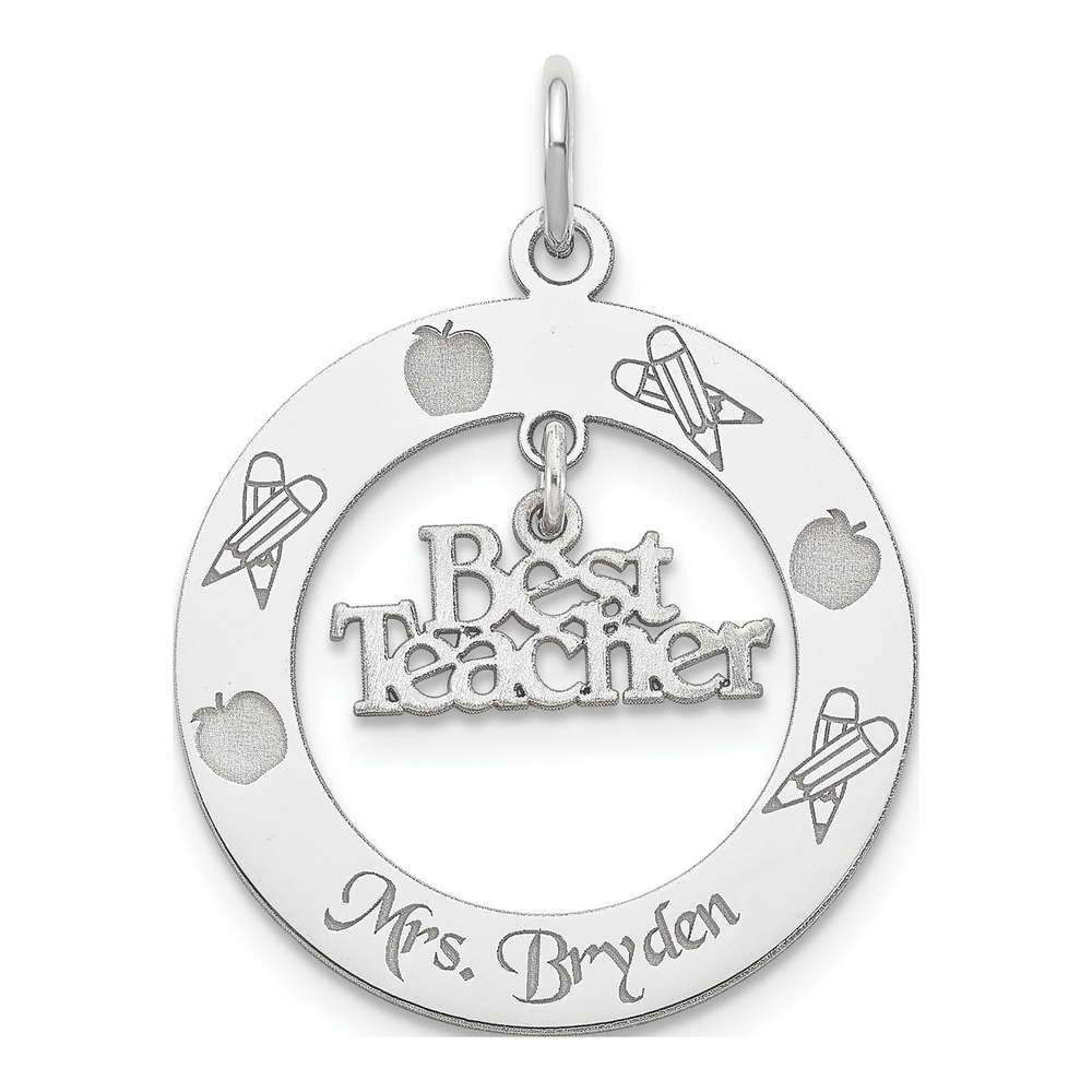 Personalized Sterling Silver Best Teacher Charm