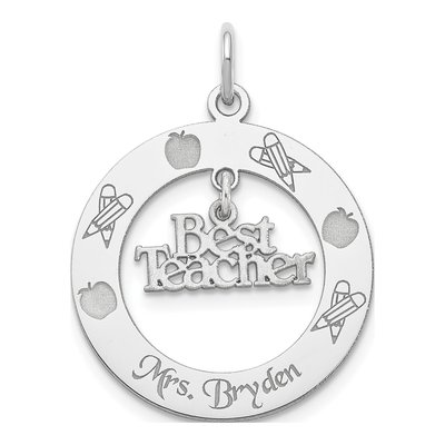 Sterling Silver Personalized Best Teacher Charm