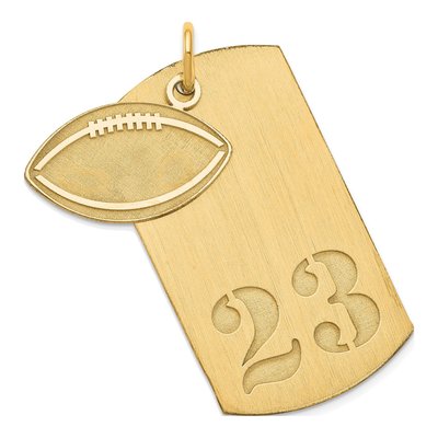 Gold-Plated Sterling Silver Personalized Football Dog Tag Charm – view 2