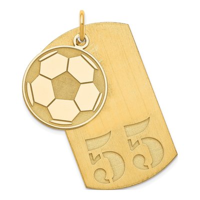 Gold-Plated Sterling Silver Personalized Soccer Ball Dog Tag Pendant – view 2