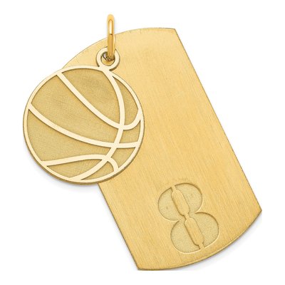 Gold-Plated Sterling Silver Personalized Basketball Dog Tag Charm – view 2
