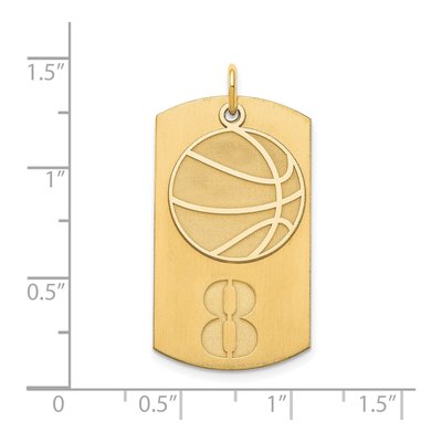 Gold-Plated Sterling Silver Personalized Basketball Dog Tag Charm – view 3