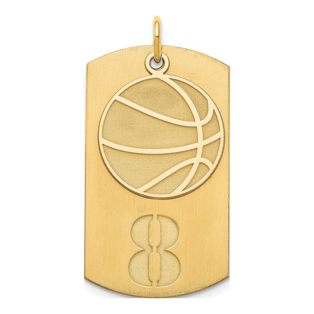 Gold-Plated Sterling Silver Personalized Basketball Dog Tag Charm