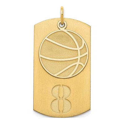 Gold-Plated Sterling Silver Personalized Basketball Dog Tag Charm