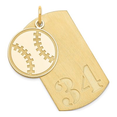 Gold-Plated Sterling Silver Personalized Baseball Dog Tag Charm – view 2