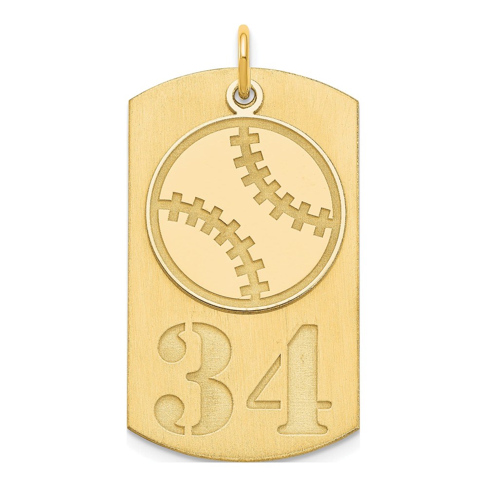 Gold-Plated Sterling Silver Personalized Baseball Dog Tag Charm