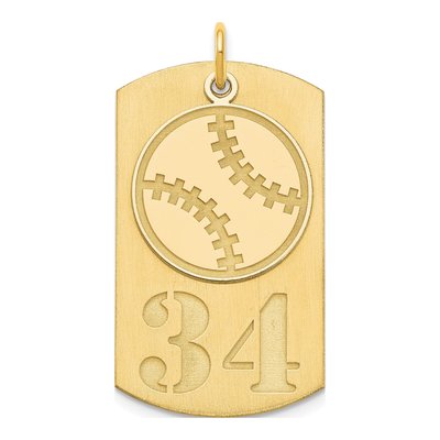 Gold-Plated Sterling Silver Personalized Baseball Dog Tag Charm