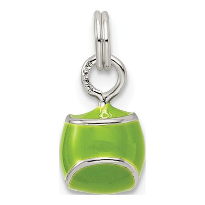 Sterling Silver Green Enamel Tennis Ball Charm – view 5