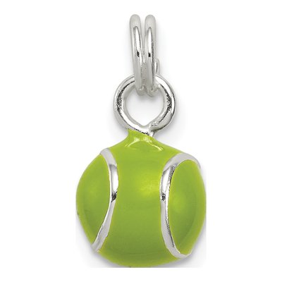 Sterling Silver Green Enamel Tennis Ball Charm