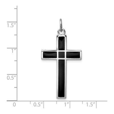 Sterling Silver Black Enamel Cross Pendant – view 4