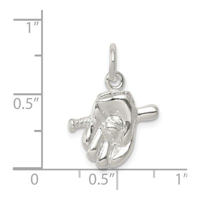 Sterling Silver Baseball Glove Bat Charm – view 5