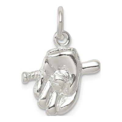 Sterling Silver Baseball Glove Bat Charm