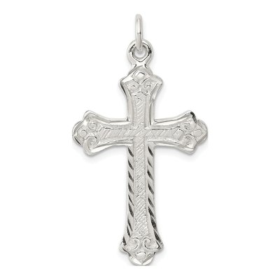 Sterling Silver Diamond-Cut Cross Pendant