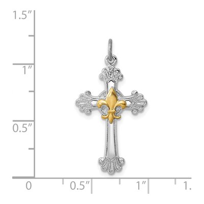 Sterling Silver Cross Fleur de Lis Pendant – view 5