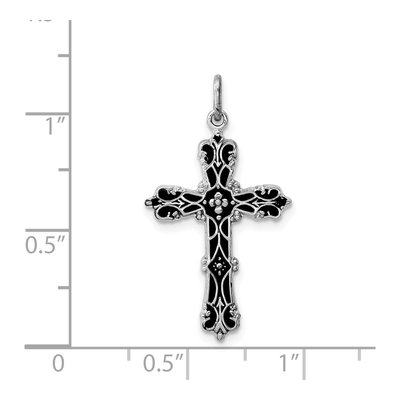 Sterling Silver Black Epoxy Cross Pendant – view 4