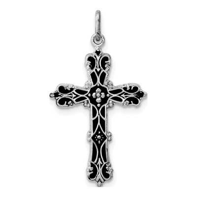 Sterling Silver Black Epoxy Cross Pendant
