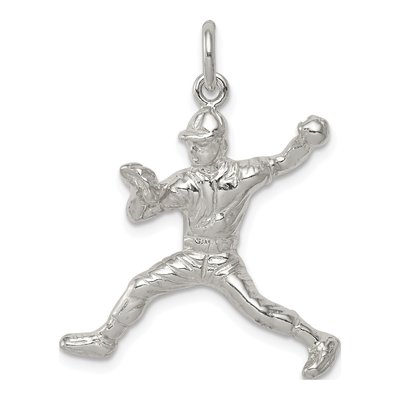 Sterling Silver Baseball Pitcher Pendant