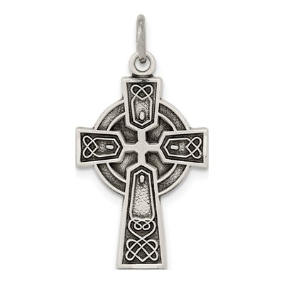 Sterling Silver Antiqued Celtic Cross Pendant