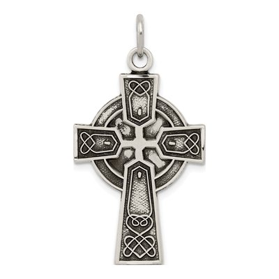 Sterling Silver Antiqued Irish Cross Pendant