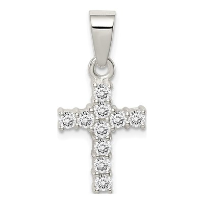 Sterling Silver CZ Kids' Cross Pendant