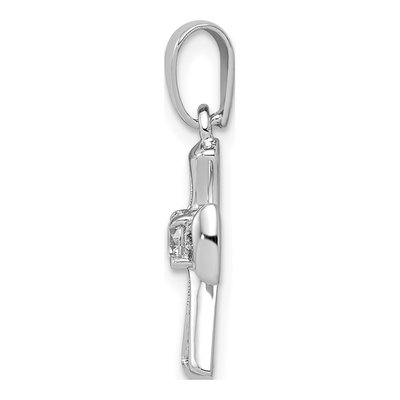 Sterling Silver CZ Girls' Open Cross Pendant – view 3
