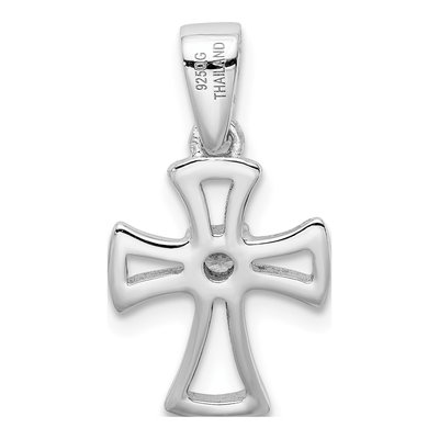 Sterling Silver CZ Girls' Open Cross Pendant – view 4