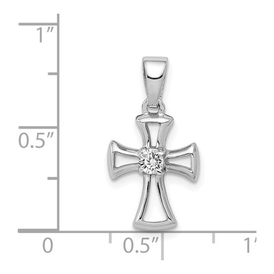 Sterling Silver CZ Girls' Open Cross Pendant – view 5