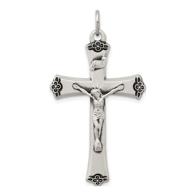 Sterling Silver Antiqued Corpus Cross Pendant