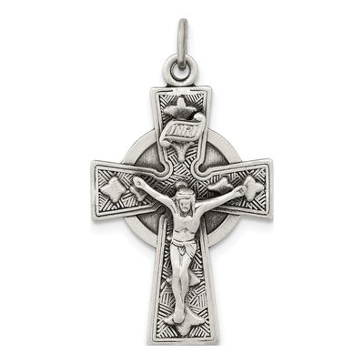Sterling Silver Irish Crucifix Cross Pendant
