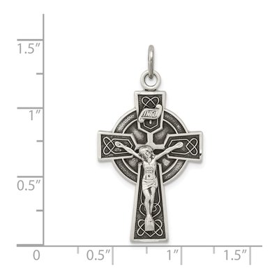 Sterling Silver Antiqued Irish Crucifix Pendant – view 4