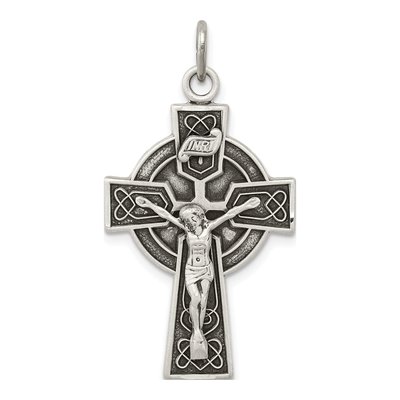 Sterling Silver Antiqued Irish Crucifix Pendant