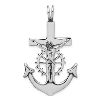 Sterling Silver Antiqued Mariner Crucifix Charm