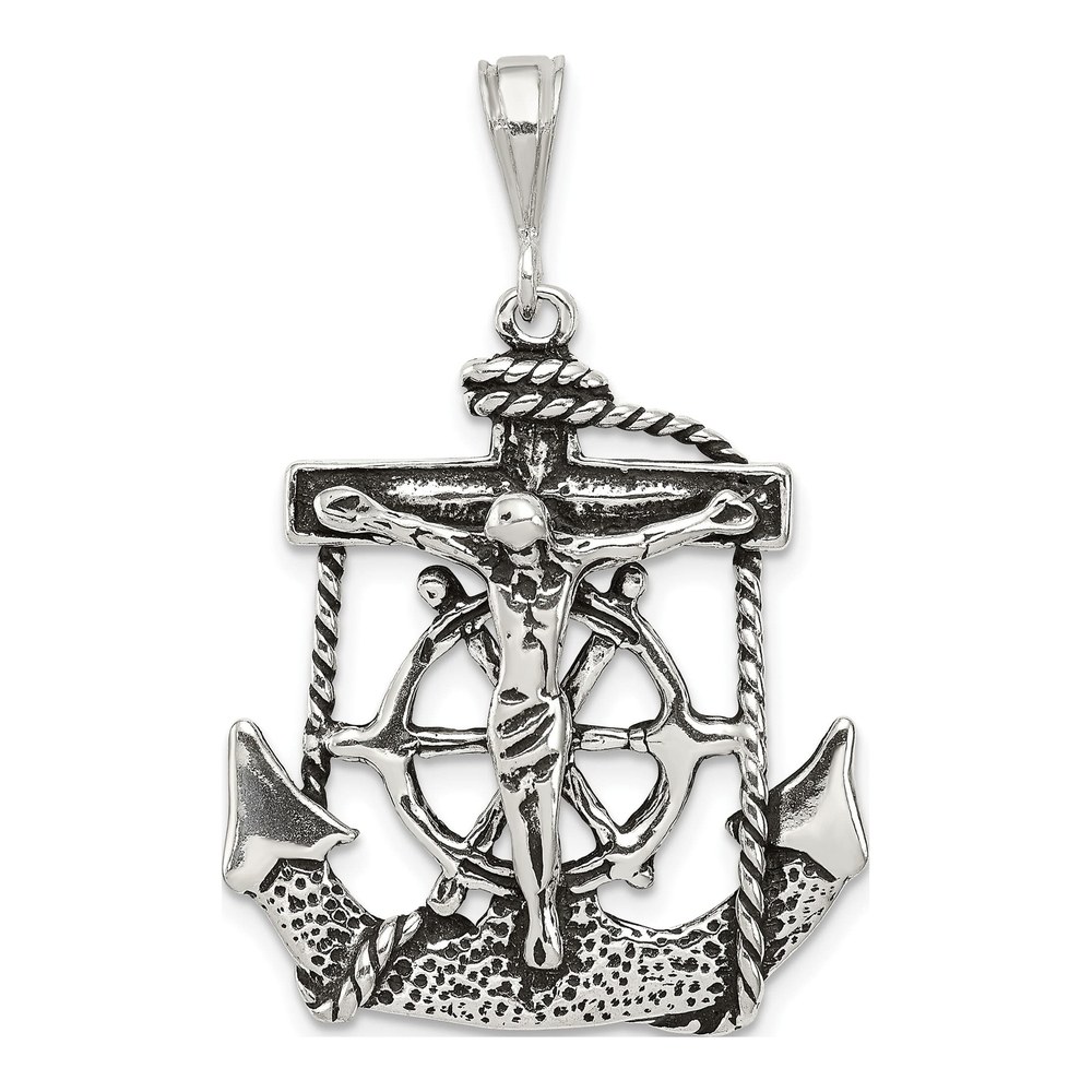 Sterling Silver Antiqued Mariner Crucifix Charm