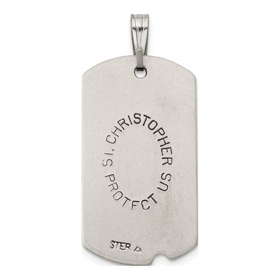 Sterling Silver St Christopher Dog Tag Pendant – view 4