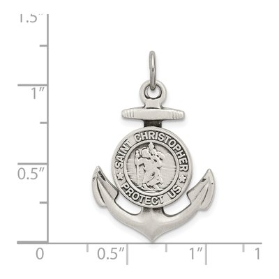 Sterling Silver St Christopher Anchor Pendant – view 4