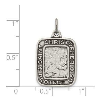 Sterling Silver Antiqued St Christopher Pendant – view 4