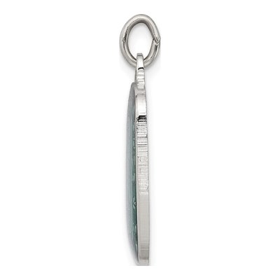Sterling Silver Teal Enamel St Christopher Pendant – view 3