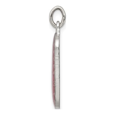 Sterling Silver Pink Enamel St Christopher Pendant – view 3