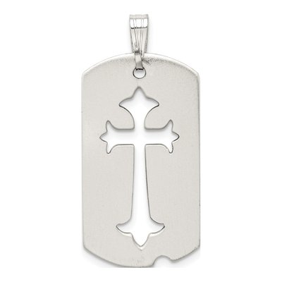 Sterling Silver Dog Tag Cross Pendant – view 5