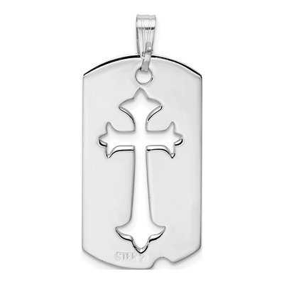Sterling Silver Dog Tag Cross Pendant – view 4