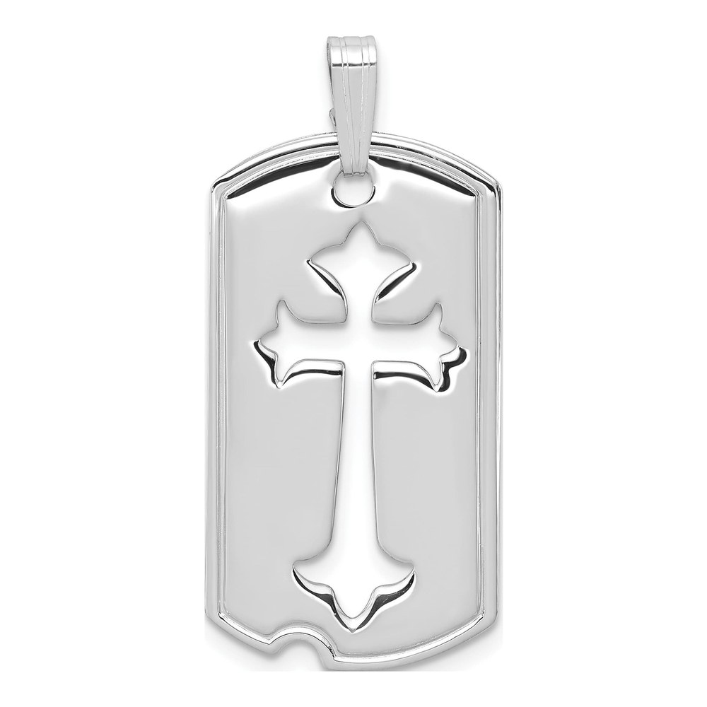 Sterling Silver Dog Tag Cross Pendant