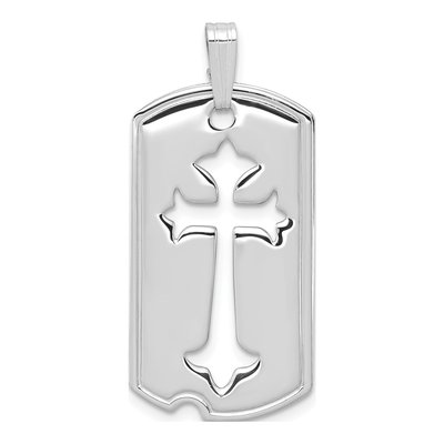 Sterling Silver Dog Tag Cross Pendant