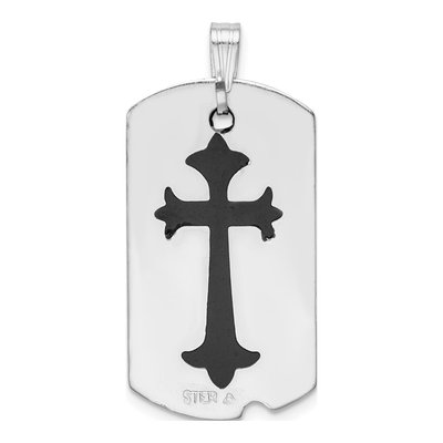 Sterling Silver Black Cross Dog Tag Pendant – view 4