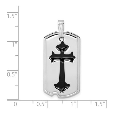 Sterling Silver Black Cross Dog Tag Pendant – view 5