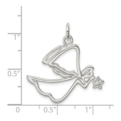 Sterling Silver CZ Angel Pendant – view 4
