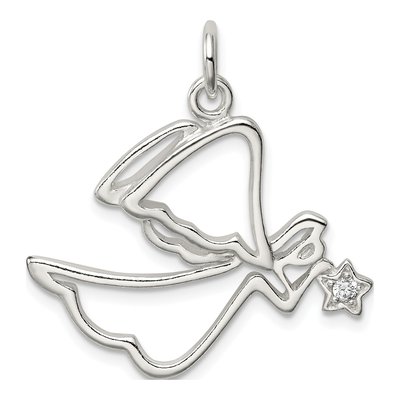 Sterling Silver CZ Angel Pendant