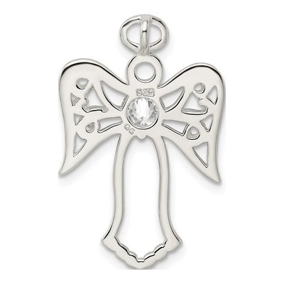 Sterling Silver CZ Angel Pendant – view 5