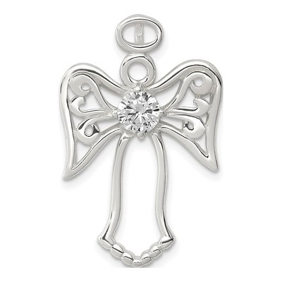 Sterling Silver CZ Angel Pendant